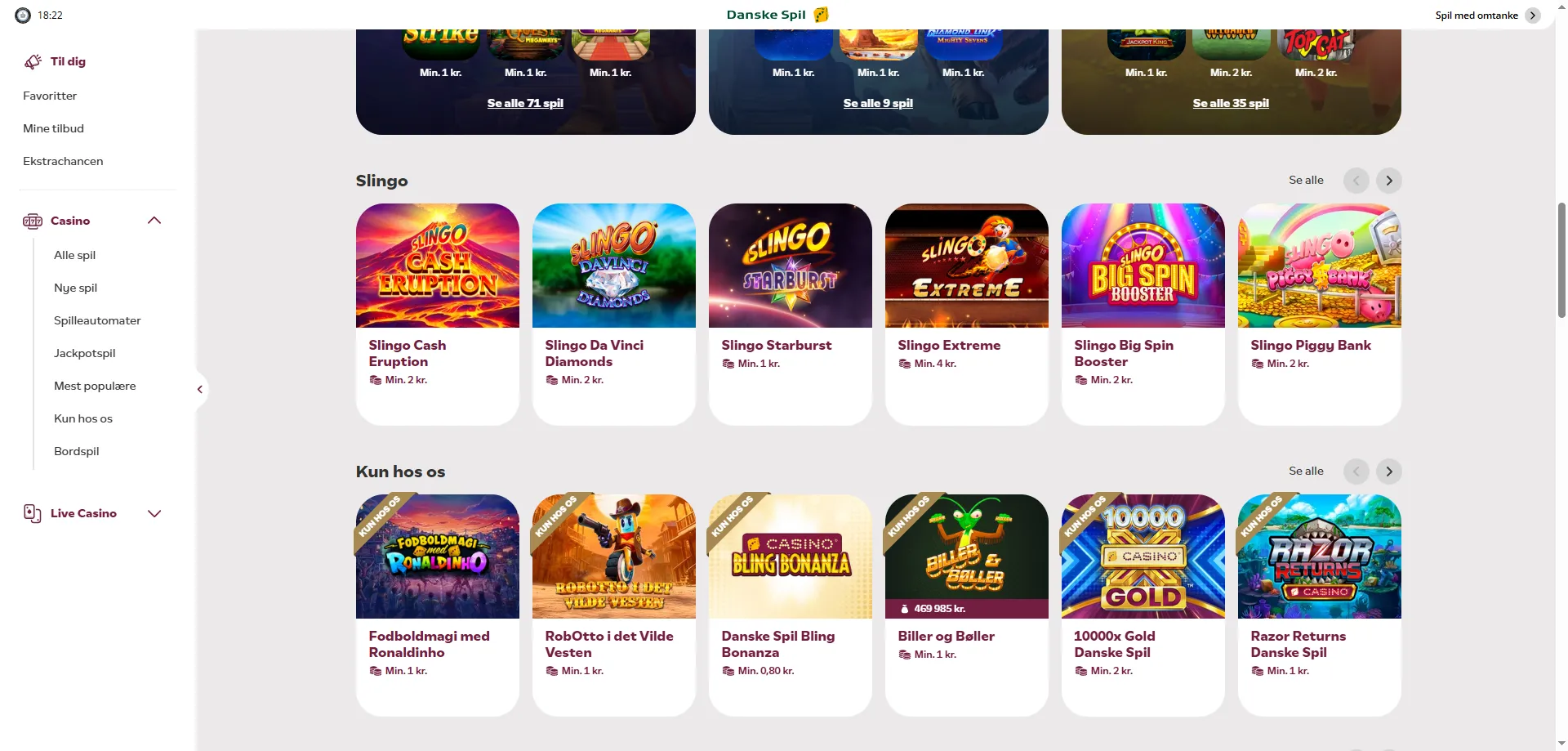 Danske spils spillemaskiner – over 2000 slots fra topudbydere